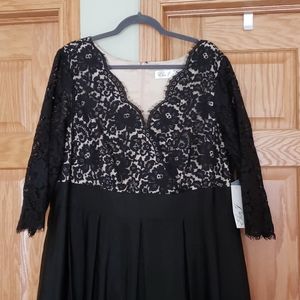 Eliza J Surplice black lace gown